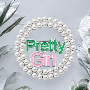 AKA Alpha Kappa Alpha Brooch Pretty Girl White Pearls